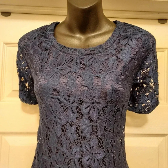 City Triangles Blue Floral Lace Dress Size XL - Picture 3 of 5